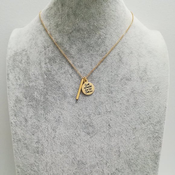 Gold Christian Bible Verse Scripture Necklace - Picture 2 of 4